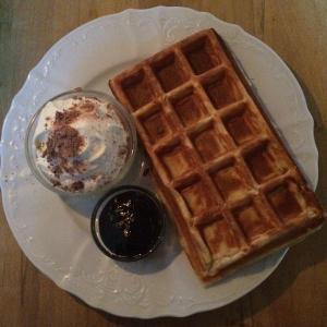 Waffles and whipped cream